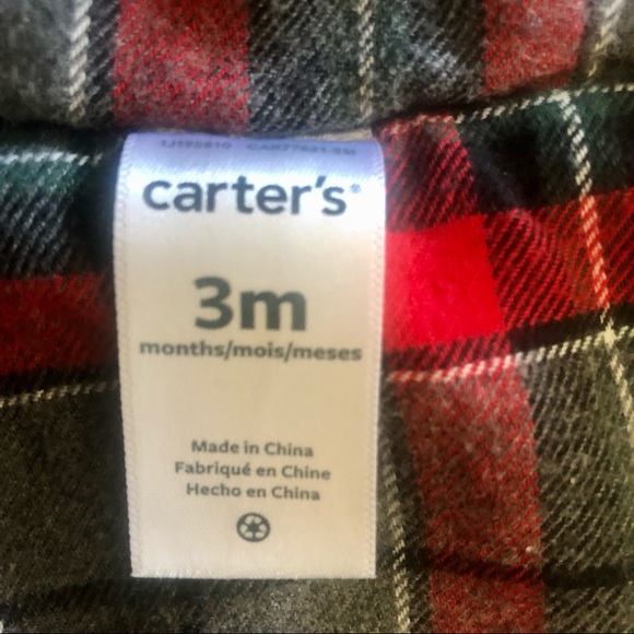 Carter’s 3 Mo Hooded Quilted Jacket Flannel Plaid Lining - Picture 3 of 5